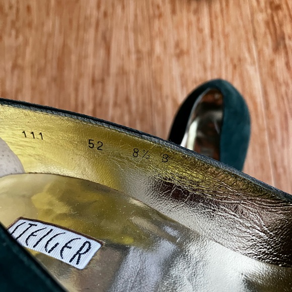 Dark green suede Walter Steiger curved high heels - Picture 9 of 9